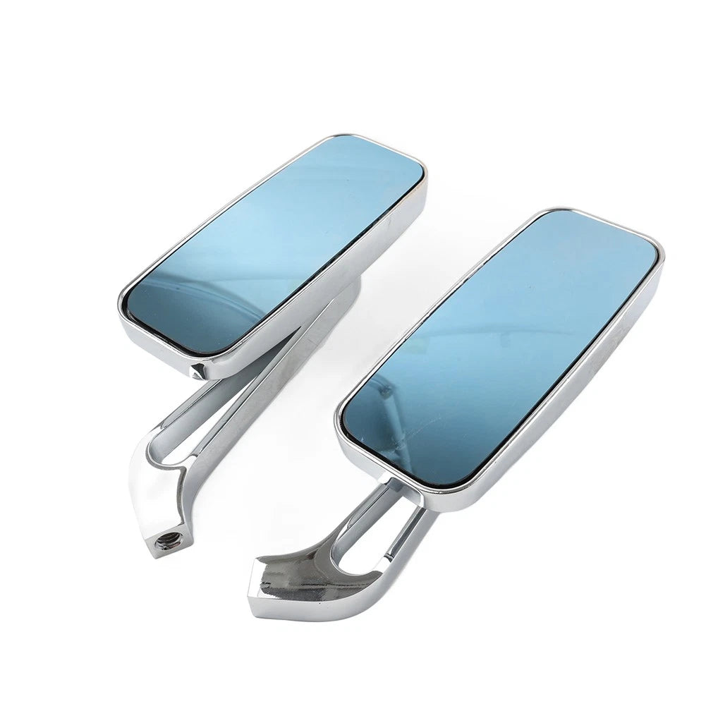 2x Chrome Blue Rearview Side Mirror For Harley For Honda For Kawasaki For Suzuki