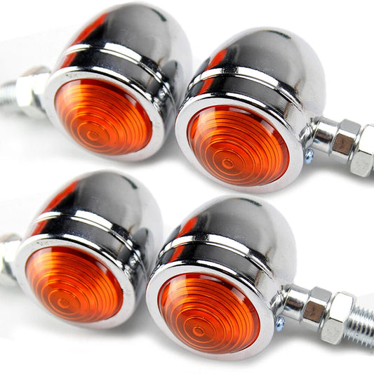 4x Motorcycle Chrome Bulb Bullet Blinker Turn Signal Tail Light For Harley HONDA