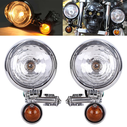 Driving Passing Lamp Spot Light Bar Bracket w/ Turn Signal For Motorcycle Harley