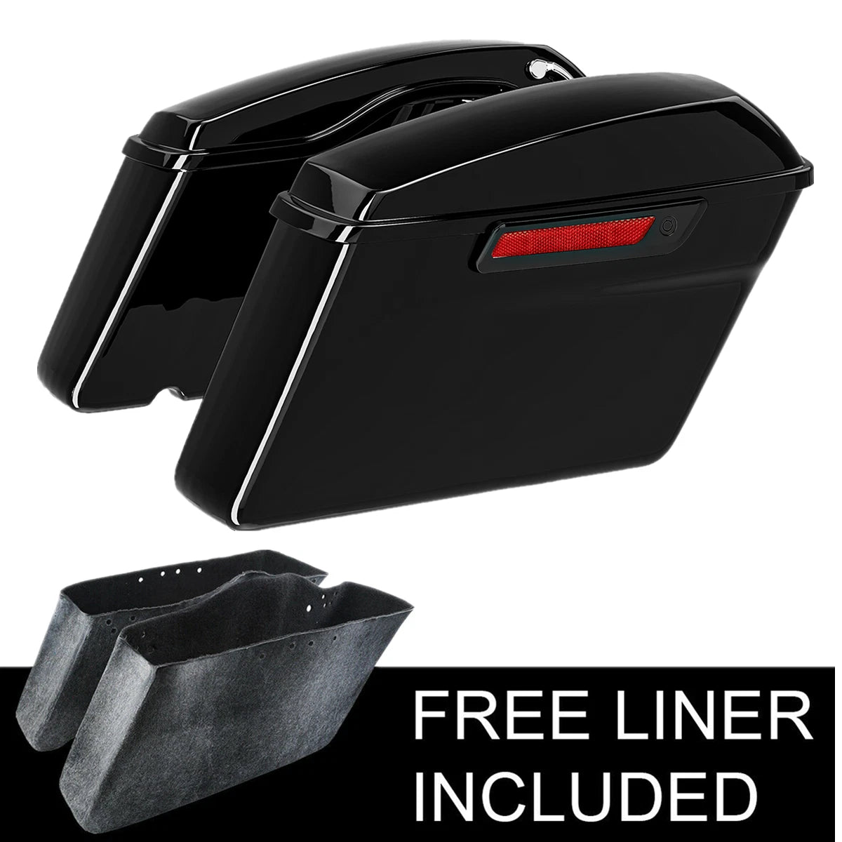 Black Hard Saddlebag LED Rear Fender Fit For Harley CVO Electra Road Glide 14-Up