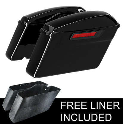 Black Hard Saddlebag LED Rear Fender Fit For Harley CVO Electra Road Glide 14-Up