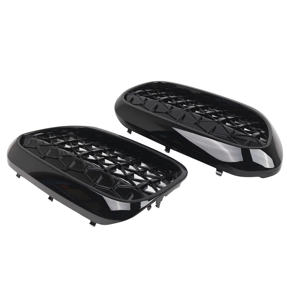 1 Pair Front Kidney Grille Glossy Black For BMW 5 Series G30 G31 2017-2019