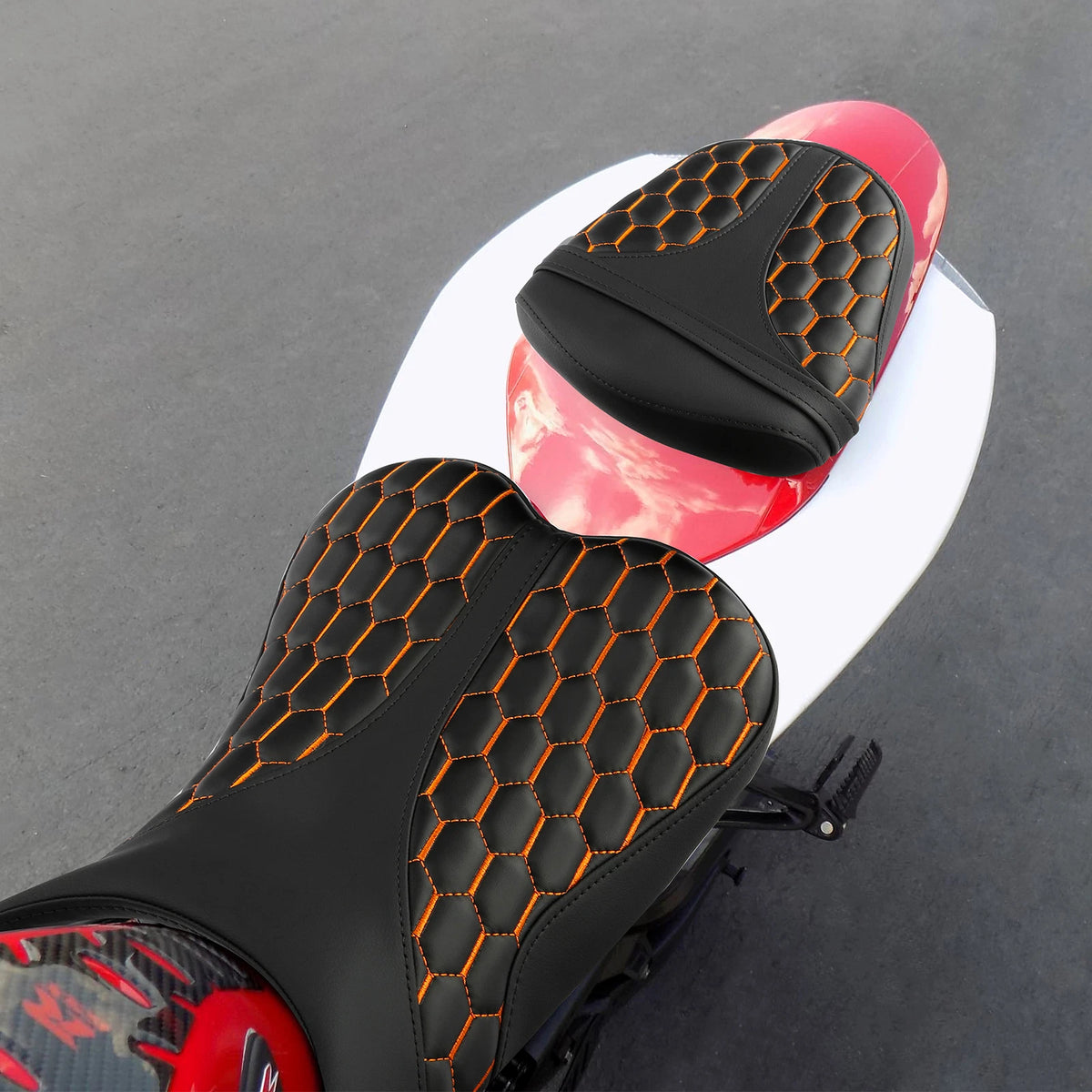 Black Orange Rider Driver & Passenger Seat Fit For Suzuki GSXR600 750 2006-07 US