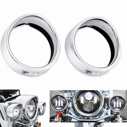 4.5 inch Chrome Auxiliary Lamp Visor Style Passing Lamp Trim Ring For Touring