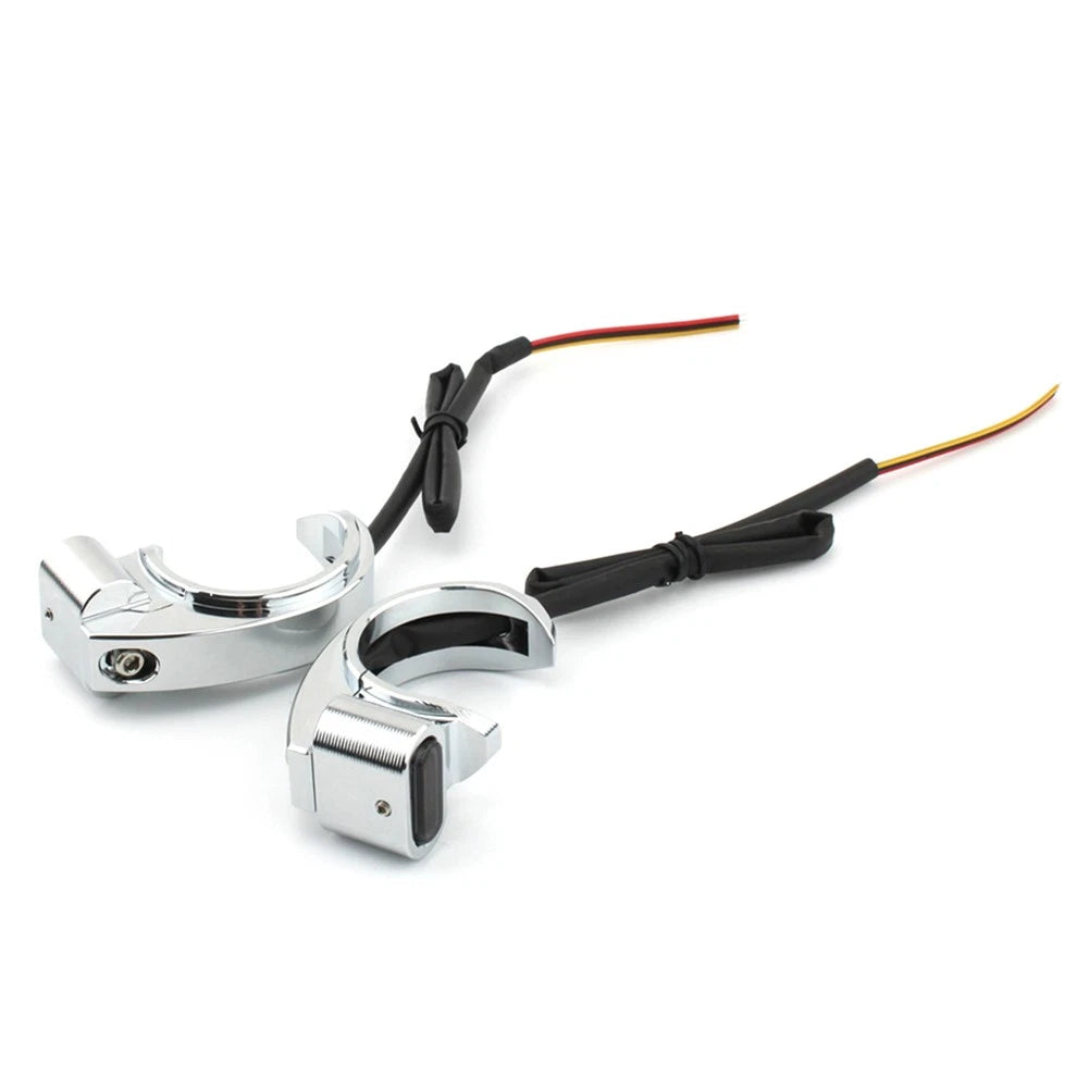 Front Turn Signal Light For Harley 39-41mm Front Fork Chrome Housing Smoke Lens