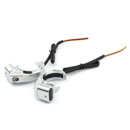 Front Turn Signal Light For Harley 39-41mm Front Fork Chrome Housing Smoke Lens