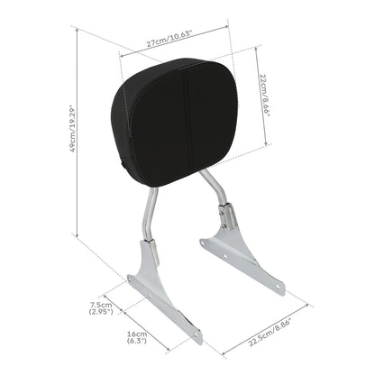 Chrome Low Backrest Sissy Bar Fit For Harley Softail FLST FLSTC FLSTNSE 84-17 US