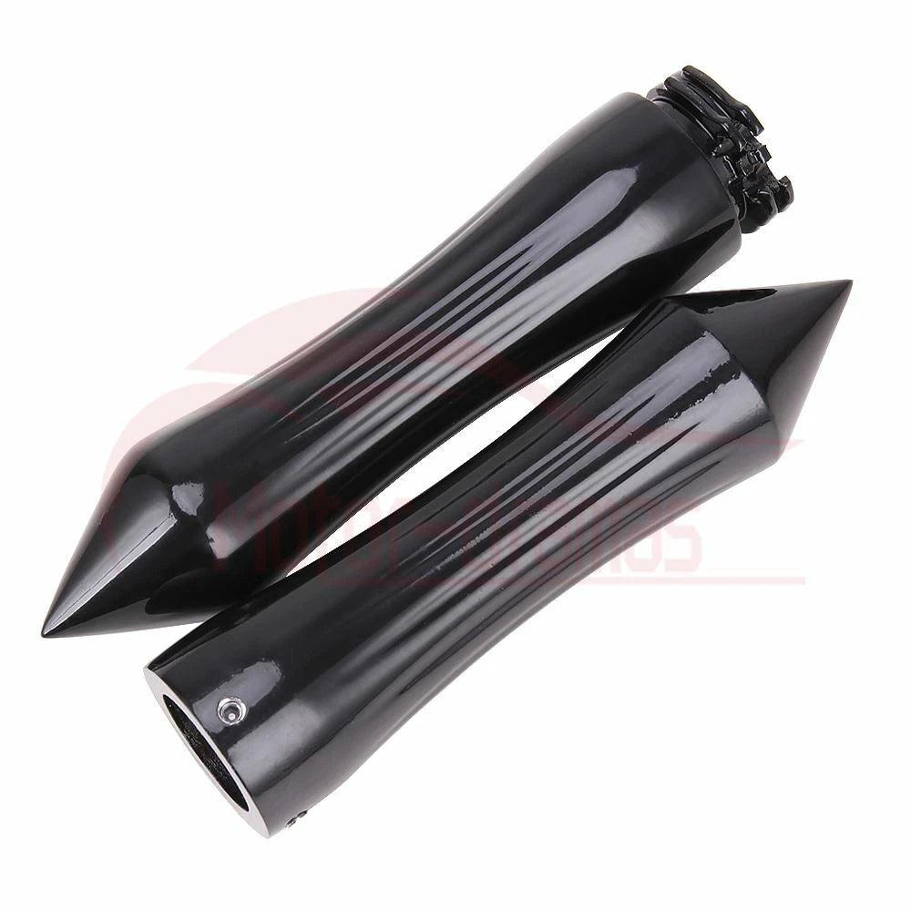 Black 1" 25mm Spike Motorcycle Handle Bar Hand Grips for Harley Cruiser Chopper