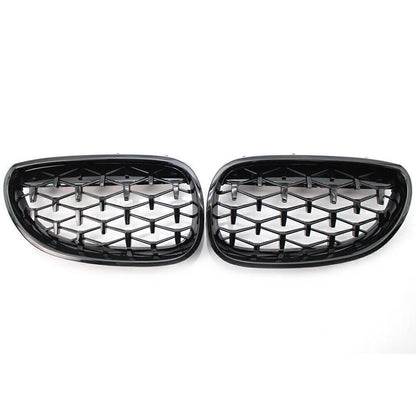 Front Kidney Grill Diamond Meteor Black For BMW E60 03-09 5 Series Gloss Car US