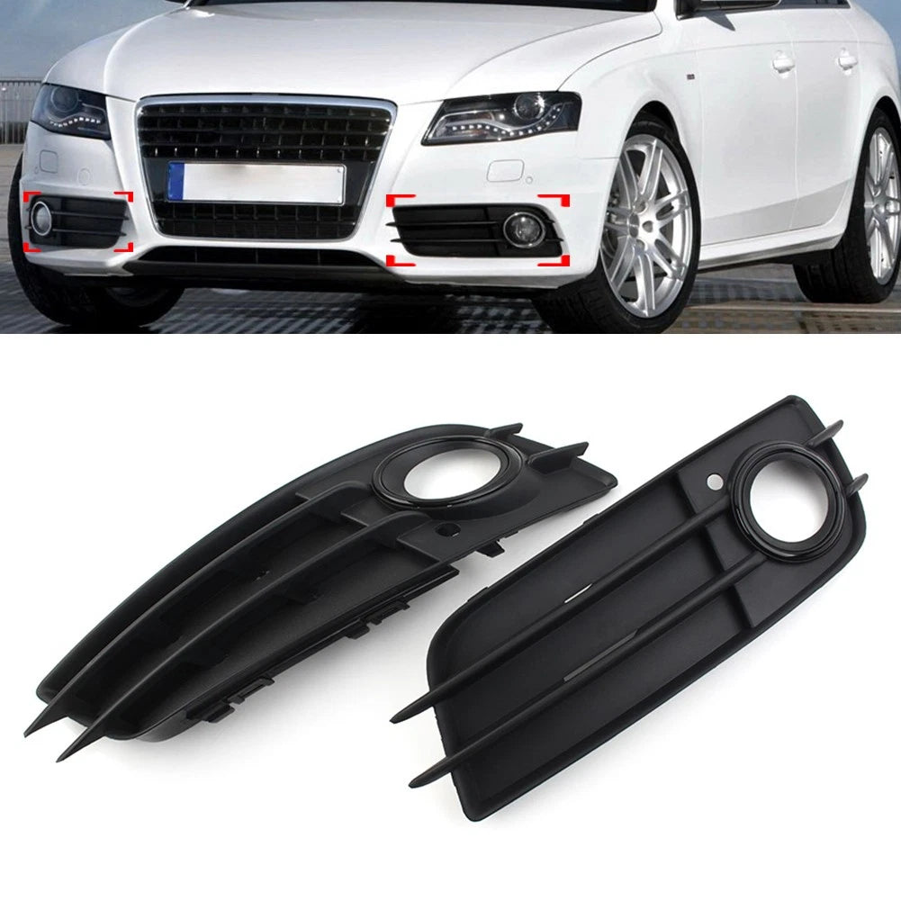 1 Pair Black Front Bumper Fog Light Grille Cover For Audi A4 B8 S4 2008-2012 US