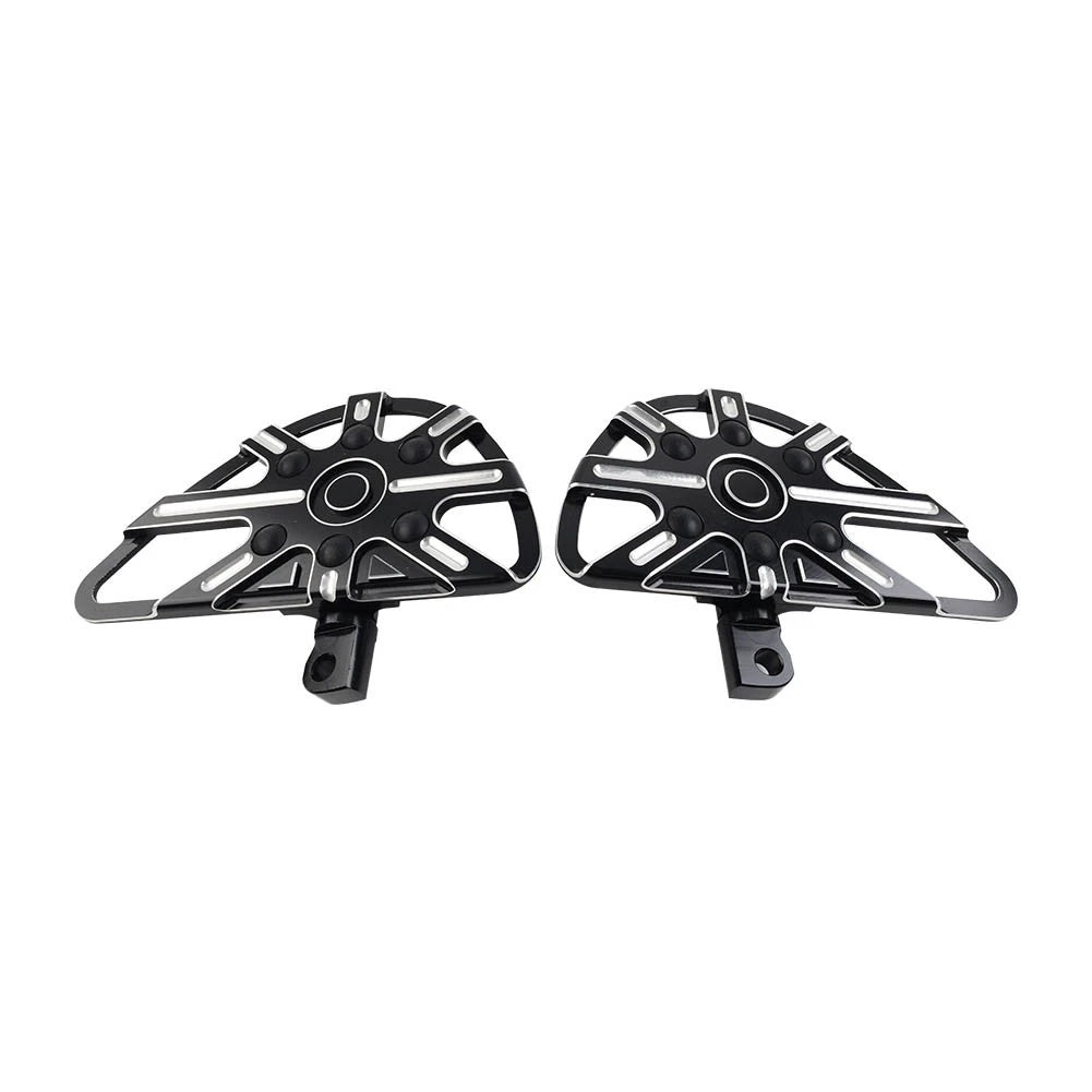 2x Black Motorbike Rear Passenger Footrest Floorboard For Harley Touring Softail