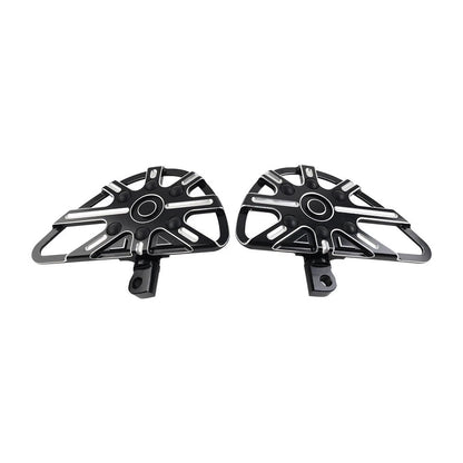 2x Black Motorbike Rear Passenger Footrest Floorboard For Harley Touring Softail
