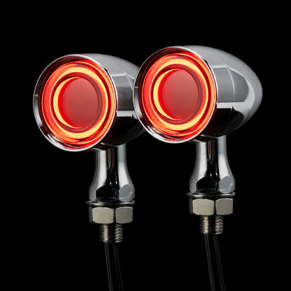 Pair Motorcycle LED Bullet Turn Signals Brake Blinker Light Indicator Amber+Red