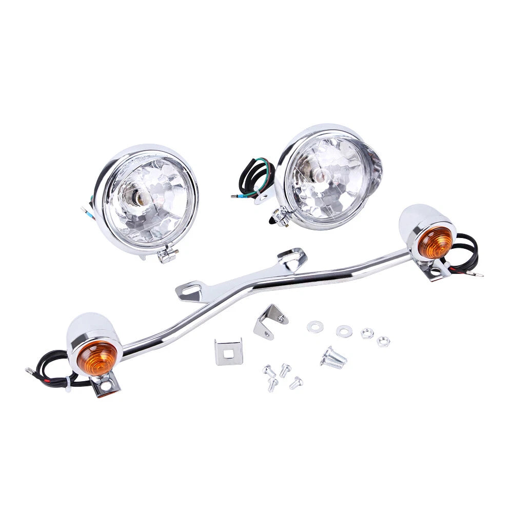 Motorcycle Driving Spot Fog Light Bar With Bracket Turn Signal For Harley Honda