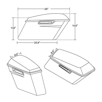 Vivid Hard Saddle Bags Trunk W/ Latch keys For Harley Electra Road Glide 2014-24