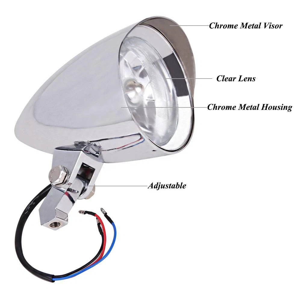 Motorcycle Chrome Aluminum Bullet Headlight Lamp Fit For Harley Bobber Chopper