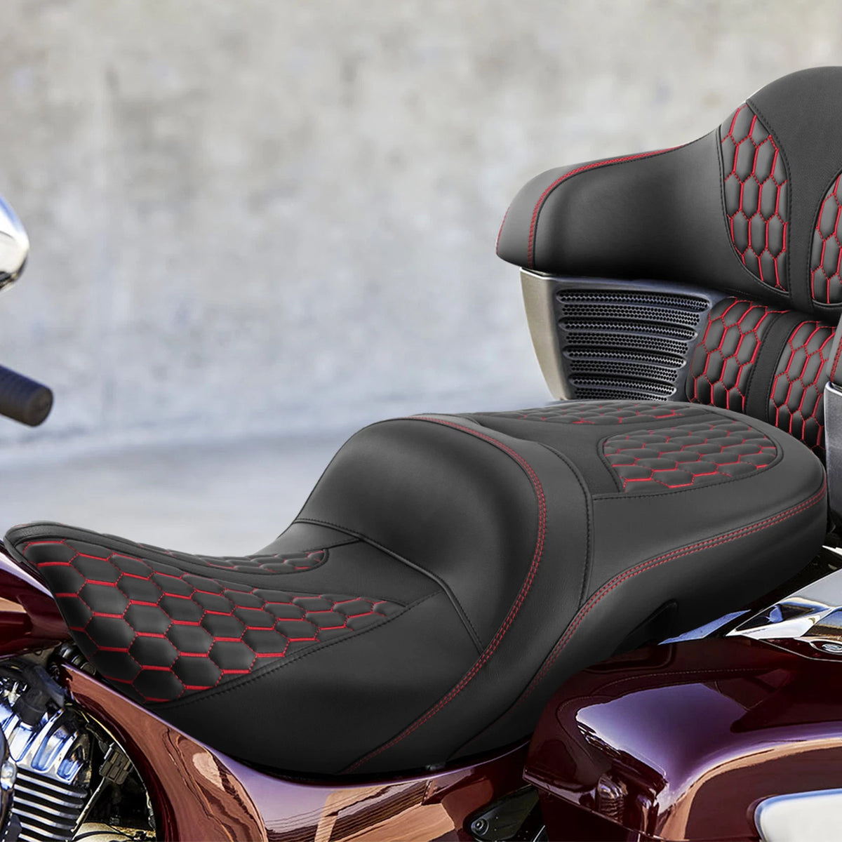 Black Red Rider Passenger Seat Fit For Indian Chieftain 14-25 Dark Horse 16-25