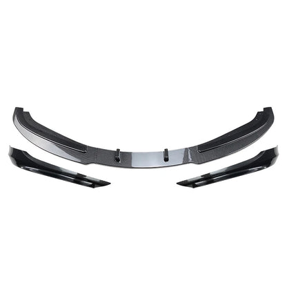 Front Bumper Spoiler Lip+Side Trim For BMW 3Series E90 4-Door Sedan Carbon Black
