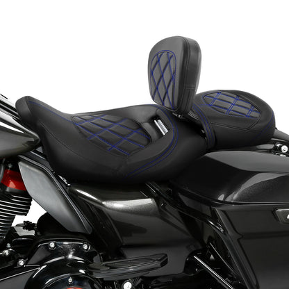 Driver Passenger Seat Rider Backrest Pad Fit For Harley Touring 2009-2023 Black
