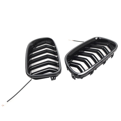 Glossy Black Front Kidney Grille W/ Light Strip For BMW 5 Series F10 F11 2010-16