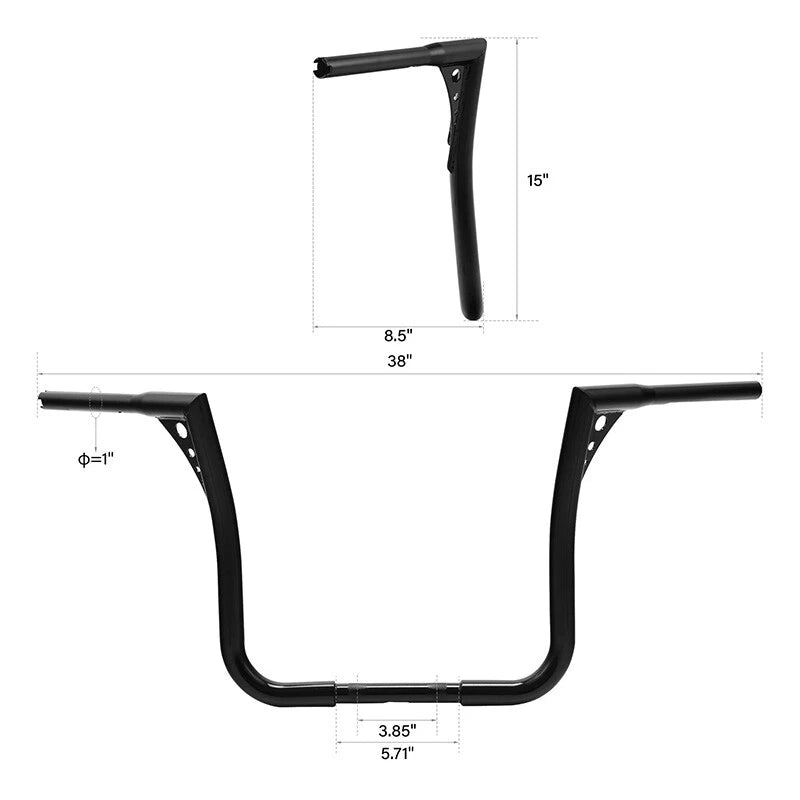 15" Rise Ape Hanger 1-1/4" Handlebar For Harley Touring FLHF FLHT 1982-13 Chrome
