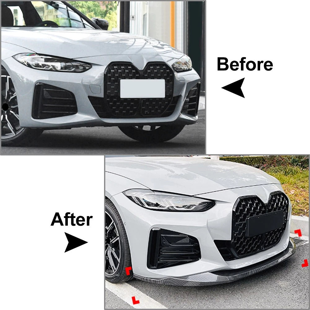 Front Bumper Lip Splitter Spoiler For BMW 4 Series G26 M Sport 20-24 Carbon Look