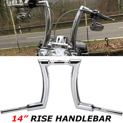 14" Rise 2'' Ape Hanger Bar Handlebar For Harley Road King Softail Sportster XL