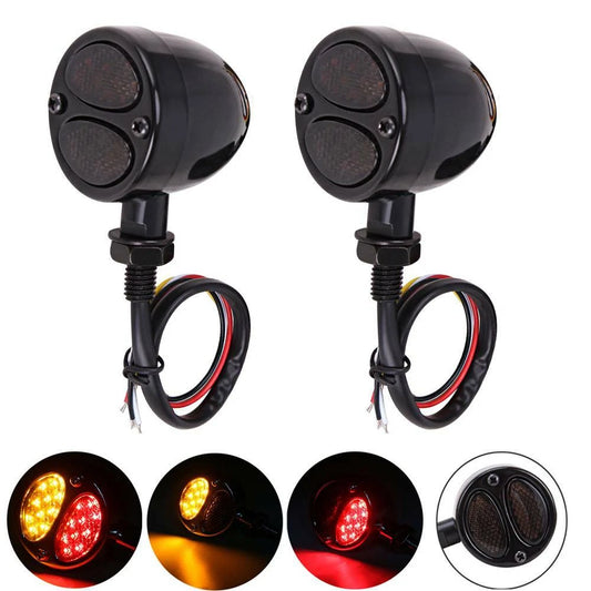 Motorcycle LED Bullet Brake Running Turn Signal Light For Harley Bobber Chopper