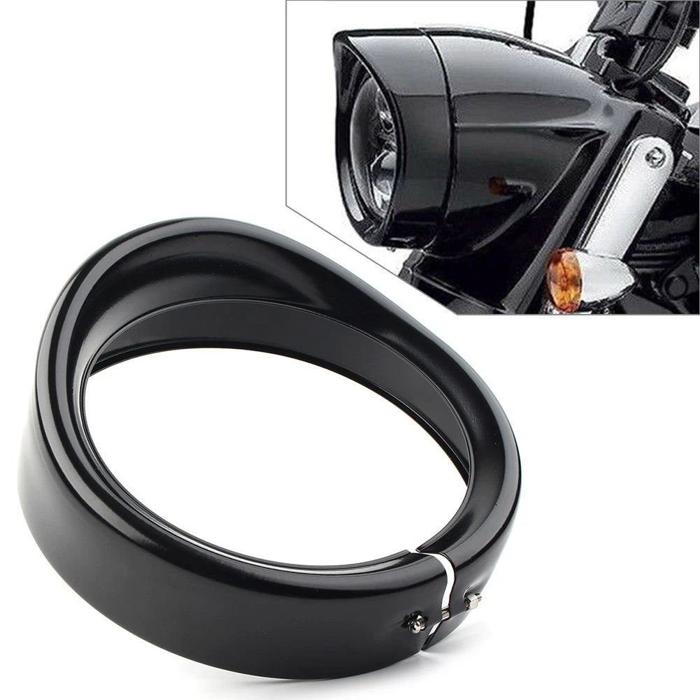 7" HEADLIGHT PASSING LIGHTS LAMP DECORATE TRIM RING VISOR COVER FOR HARLEY