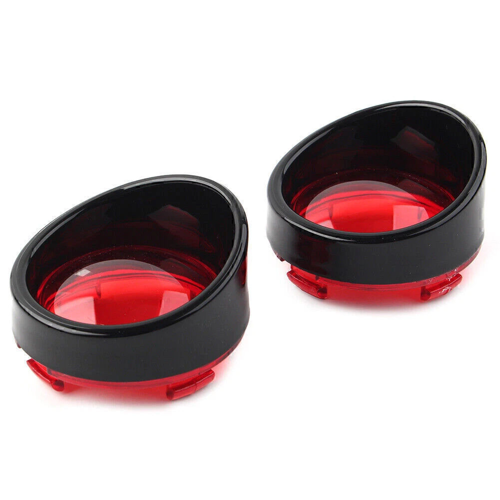 2x Turn Signal Light Lens Cover Red Bezels Visor Fit Harley Davidson Softail Red