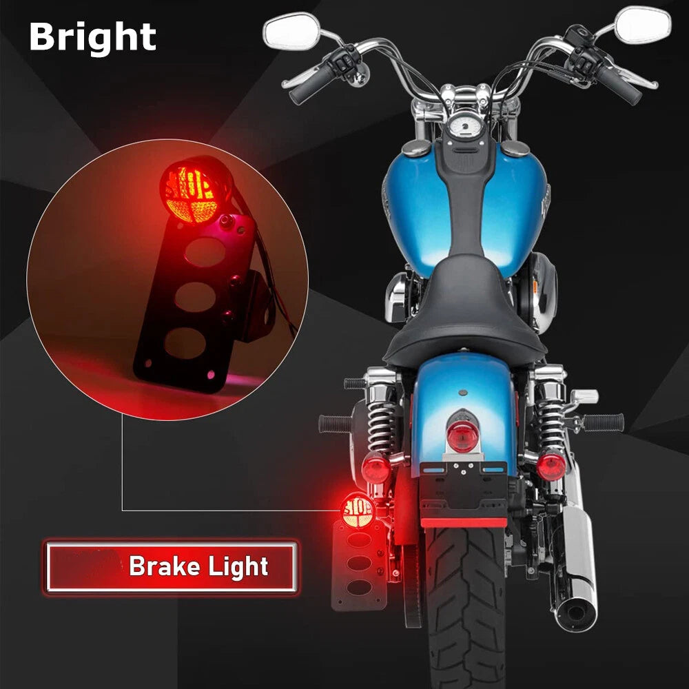 Motorcycle Side Mount License Plate Bracket Tail Light Holder For Harley Chopper