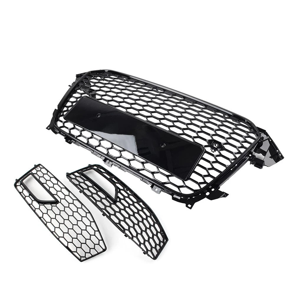 Front Honeycomb Bumper Grille Fog Light Covers Set For Audi A4 S4 2013-2015