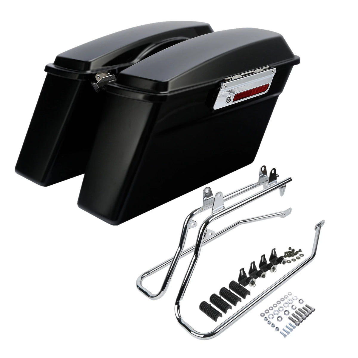Matte Black Hard Saddlebags & Conversion Bracket For Harley Softail FXST 1984-17
