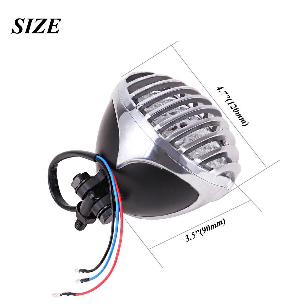 Motorcycle Headlight Finned Grill For Harley Chopper Bobber Cafe Racer
