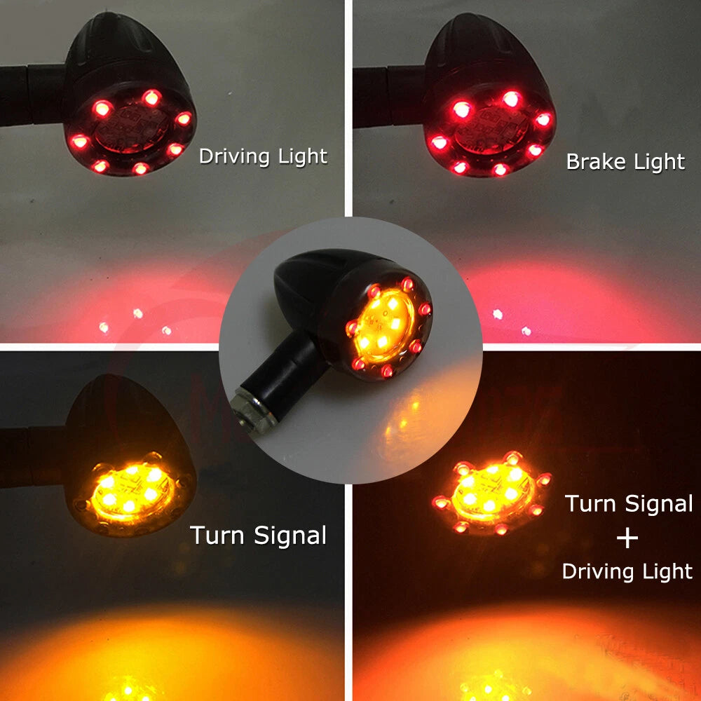 4X Motorcycle LED Bullet Brake Running Turn Signal Tail Light For Harley Honda
