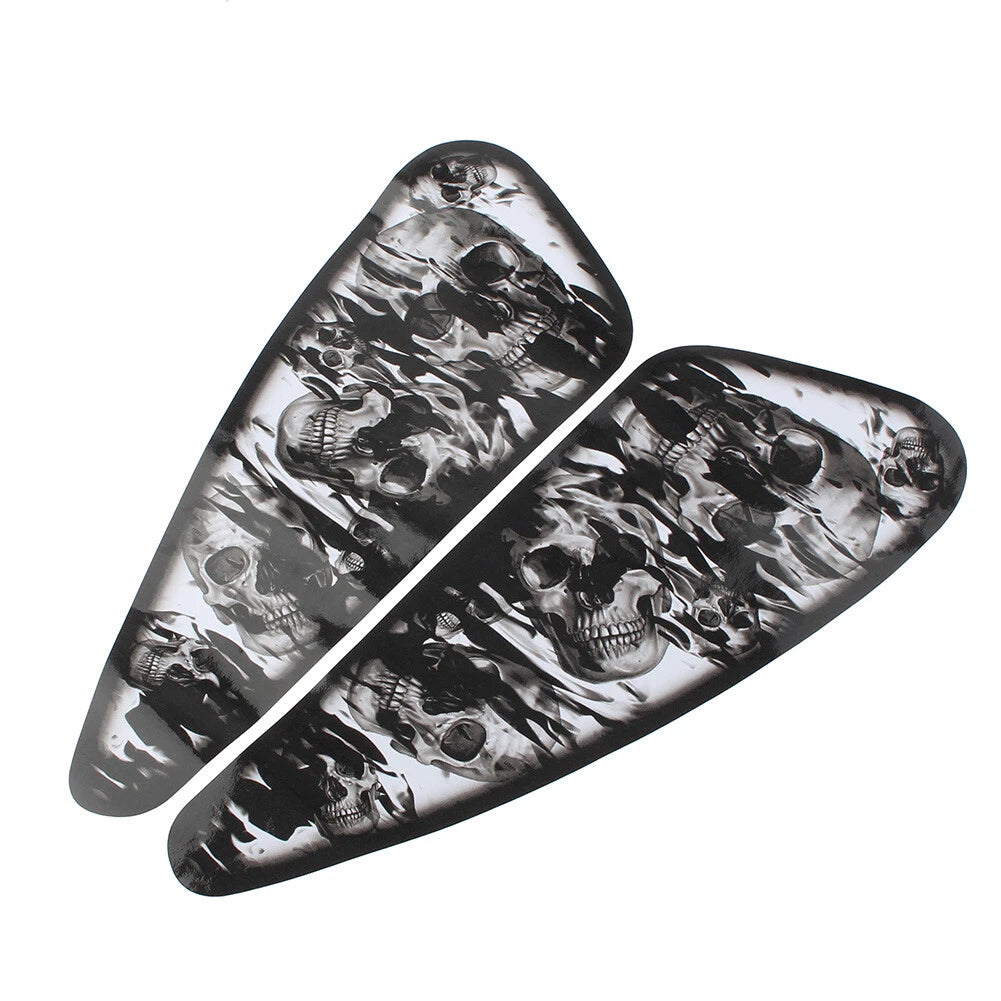 Fuel Gas Tank Decals Skull Stickers For Harley XL883 1200 Motor Pair Black USA