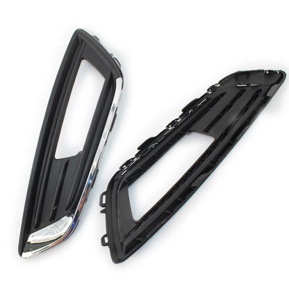 1Pair Chrome Black Front Bumper Grill Fog Light Lamp Covers Fit FORD Focus 15-17