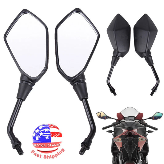 10mm Motorcycle Rearview Side Mirror Set for Kawasaki Suzuki Honda Motorbike