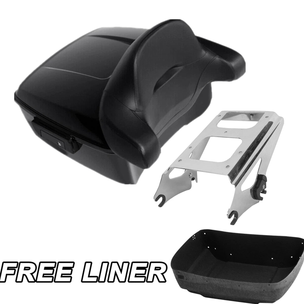 Black King Trunk Backrest Mount Rack Fit For Harley Touring Road Glide 09-13 US