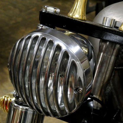 Chrome Motorcycle Headlight Lamp Finned Grill For Harley Chopper Bobber Custom