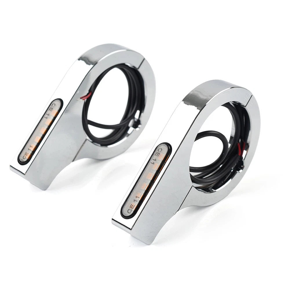 42MM-46MM Fork Turn Signal Light Indicator Amber Chrome For Harley Touring Dyna