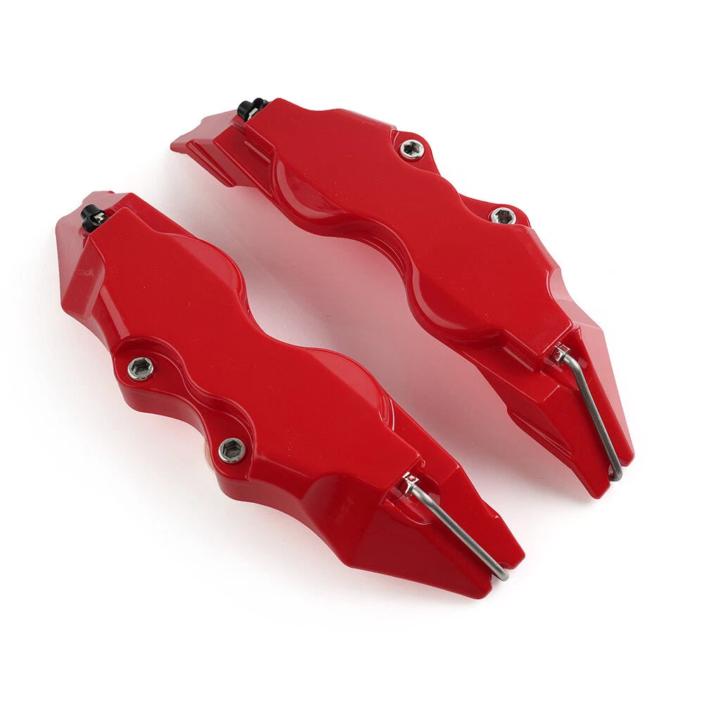 2x Universal Large Size 3D Style Car Auto Disc Brake Caliper Covers Set Kit Red