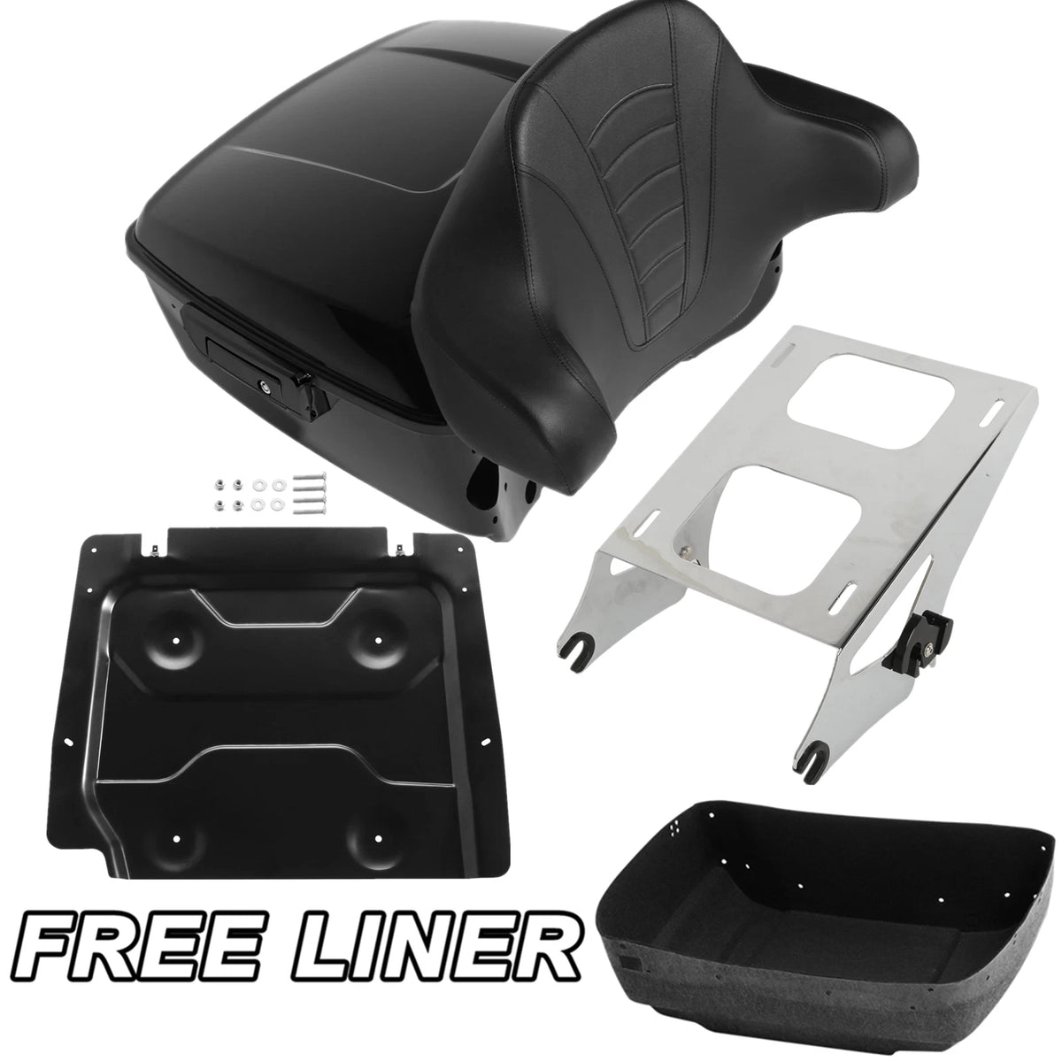 Black King Trunk Pad Mount Rack Plate Fit For Harley  Touring 14-Up 23