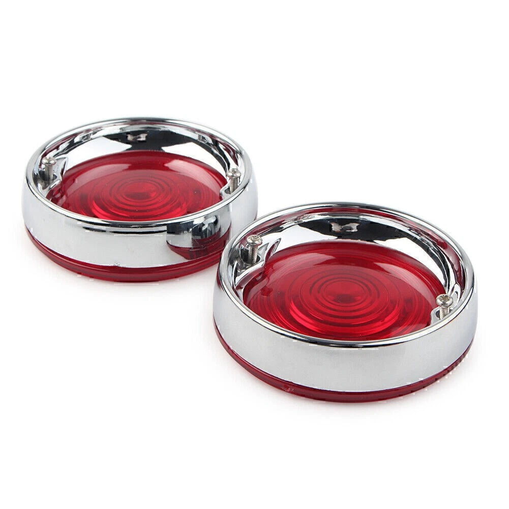 3-1/4" Turn Signal Bezels Red Lens Cover&Trim Rings For Harley Touring Road King