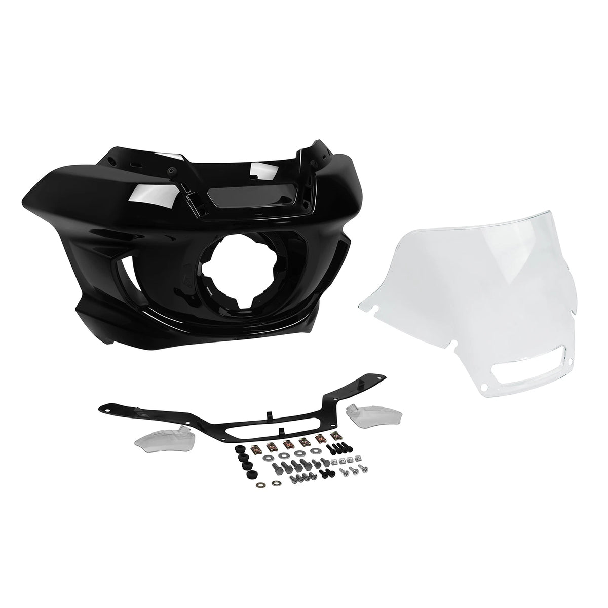 Black Headlight Fairing Windshield Bracket For Harley FXLRST LOW RIDER ST 22-25