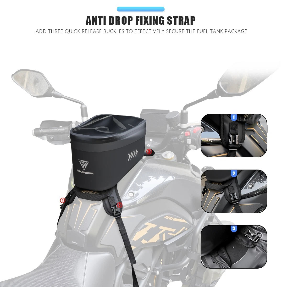 Waterproof Motorcycle Fuel Tank Bag Magnetic Motorbike Luggage Phone Storage Bag