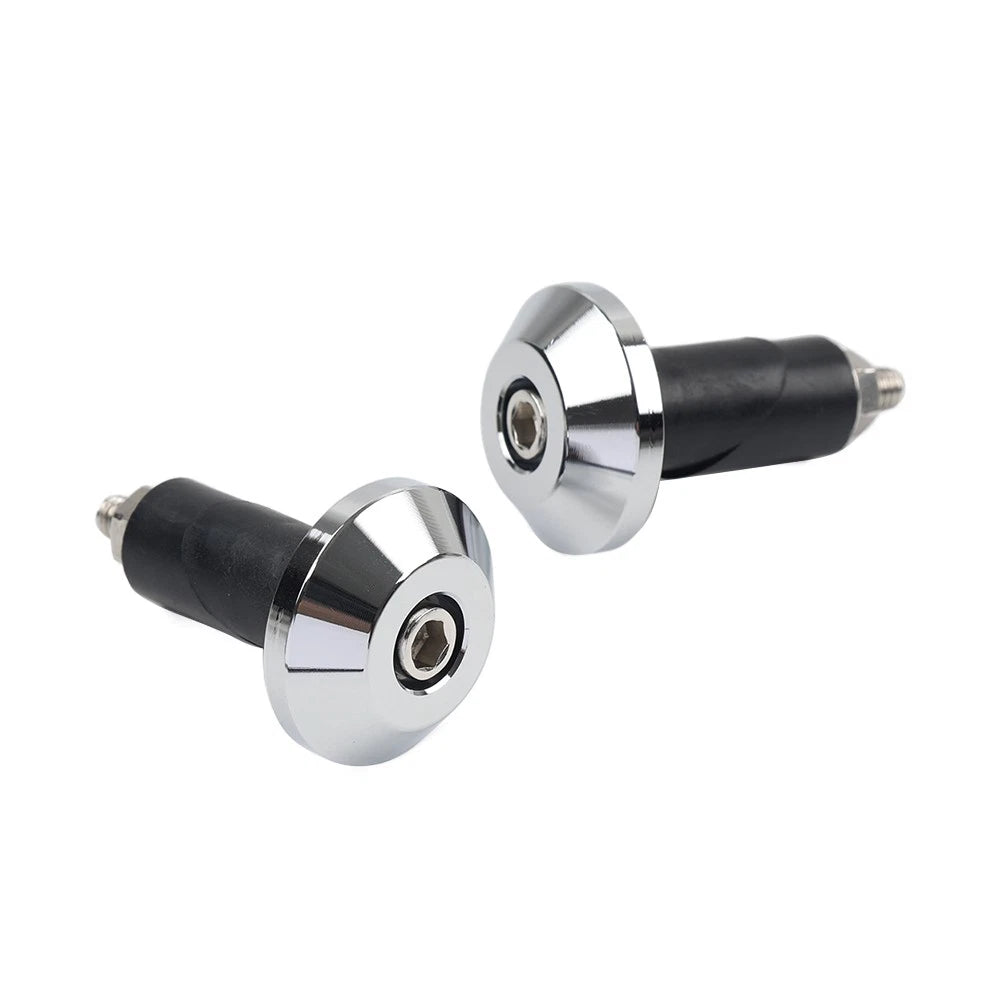 2pcs Chrome Motorcycle 7/8'' 1'' Handlebar Grips Handle Bar End Cap Silder Plug