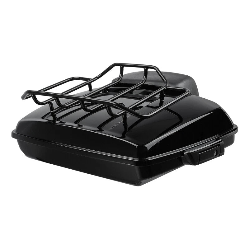 Black Razor Trunk Top Rail Backrest Pad Mount Rack Fit For Harley Touring 14-25