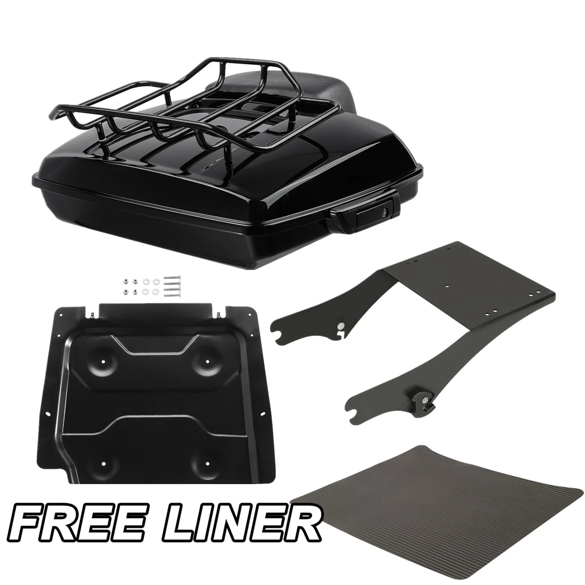 Black Razor Trunk Backrest Mount Base Plate Fit For Harley Road Glide 1997-2008