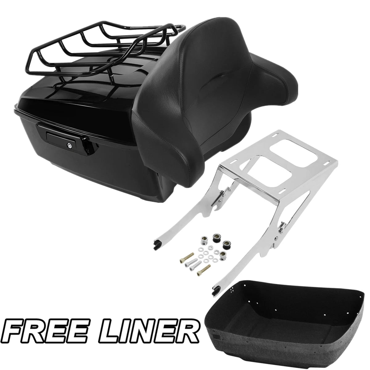 King Trunk Mount Rack Backrest Pad Fit For Harley Heritage Classic FLHC 18-25 24